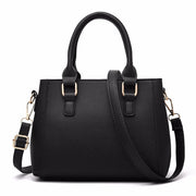 Embroidered Messenger Bag with Pom-Pom Detail - Soft PU Leather Crossbody Handbag