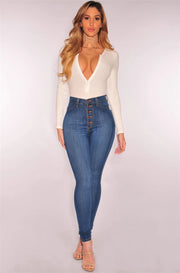 High-Waist Push-Up Jeans - Stretch Skinny Mom Jeans for Women