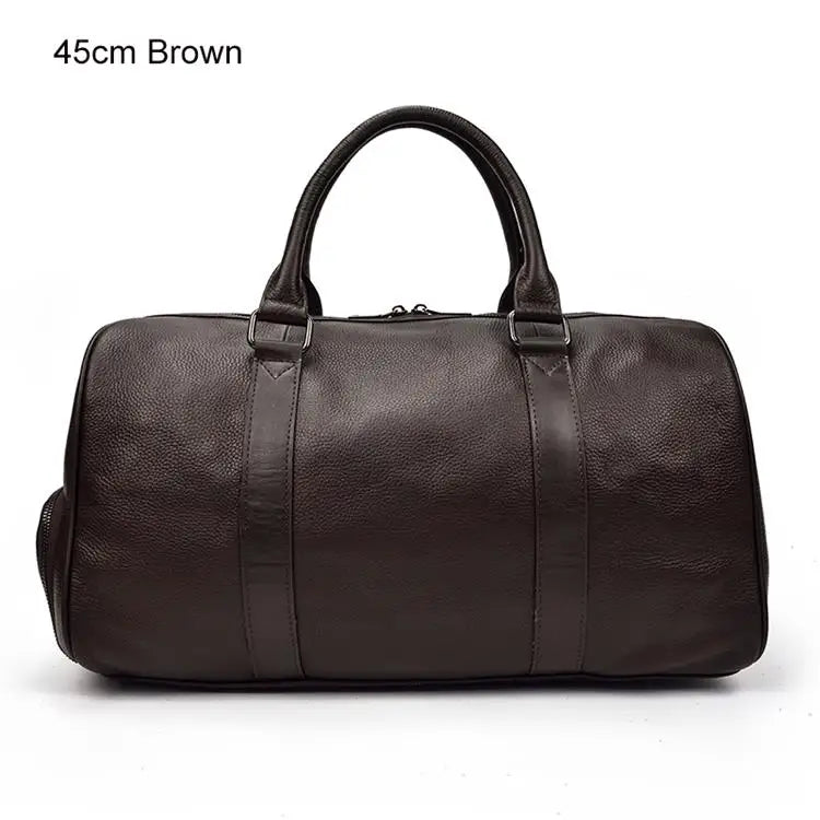 Vintage Leather Travel Duffle Bag – 100% Genuine Cowhide with Laptop Compartment