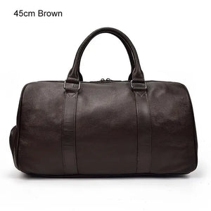 Vintage Leather Travel Duffle – 100% Cowhide | Sac de Voyage en Cuir Véritable