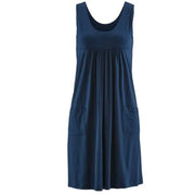 Striped Jersey Midi Dress with Pockets - Casual Sleeveless Dress