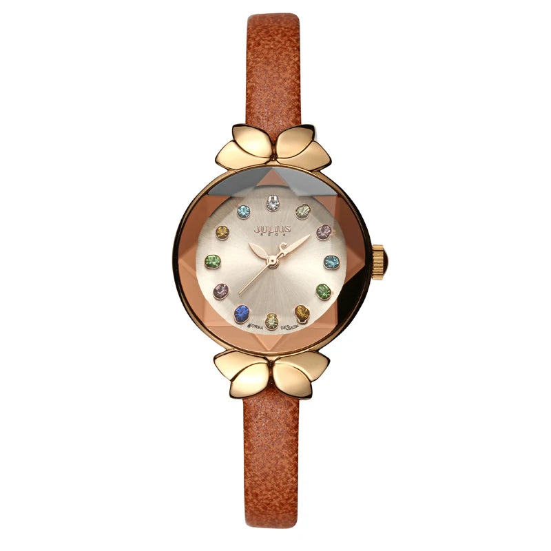 Women's Leather Strap Quartz Wristwatch – Elegant, Water Resistant & Fashionable