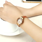 Load image into Gallery viewer, Women&#39;s Leather Strap Quartz Wristwatch – Elegant, Water Resistant &amp; Fashionable
