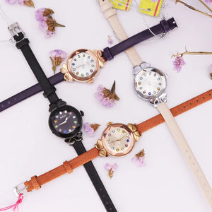 Women's Leather Strap Quartz Wristwatch – Elegant, Water Resistant & Fashionable