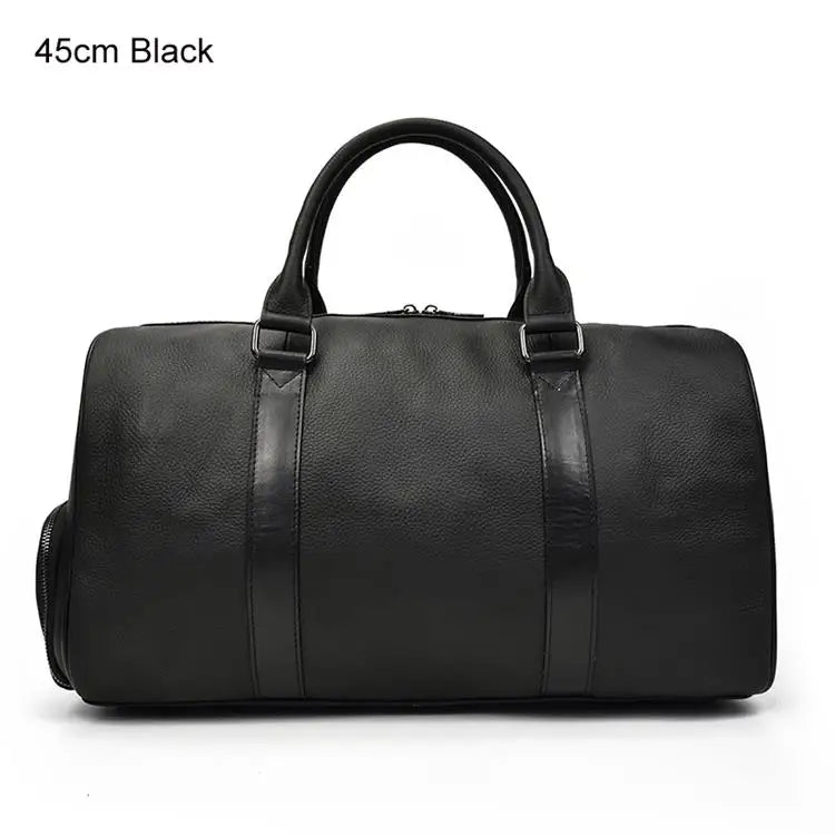 Vintage Leather Travel Duffle Bag – 100% Genuine Cowhide with Laptop Compartment