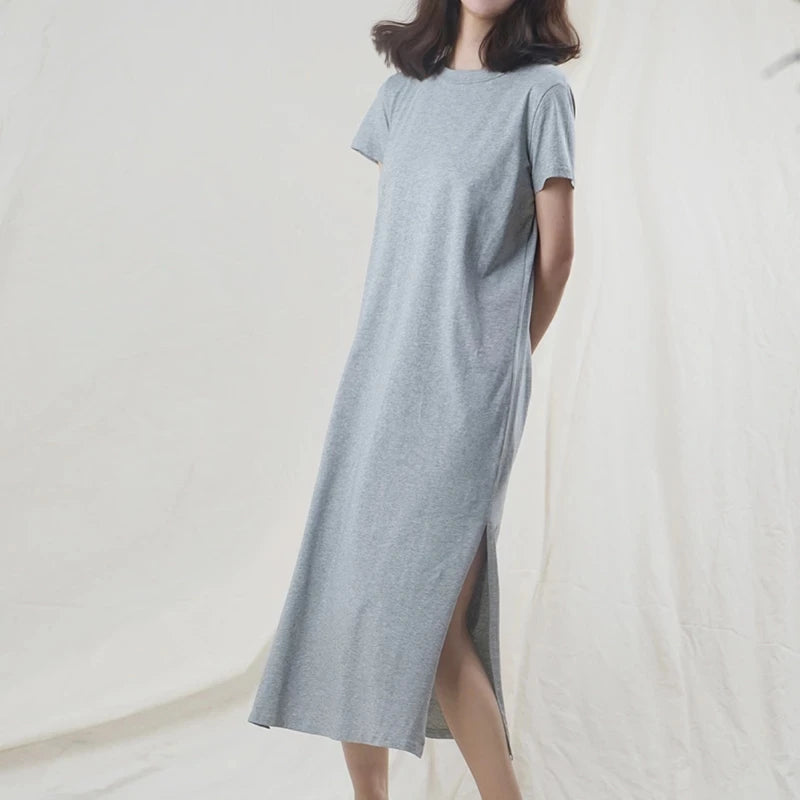 Short-Sleeve Cotton Midi Dress | OWNLUXE