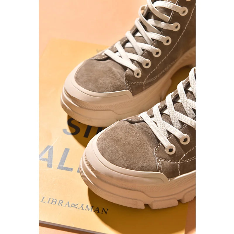 Women's Round-Toe Leather Retro Sneakers | OWNLUXE