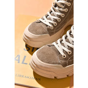 Women's Round Toe Lace Leather Sneakers | OWNLUXE