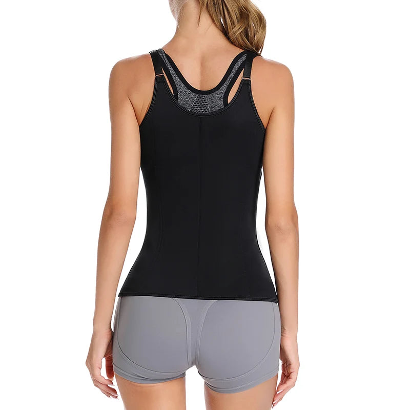 Women Waist Trainer Vest with Zipper & Sauna Effect