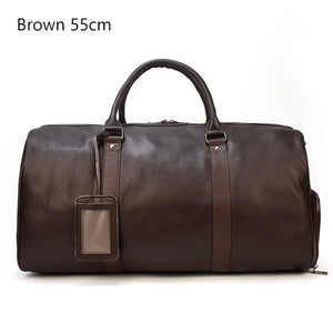 Vintage Leather Travel Duffle – 100% Cowhide | Sac de Voyage en Cuir Véritable