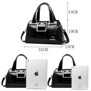Women’s Patent Leather Shoulder Bag – Alligator Pattern Tote