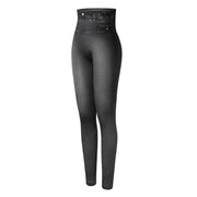 Faux Denim Leggings - High Waist Tummy Control Jeggings