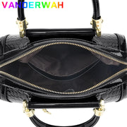 Alligator-Pattern Boston Handbag - Luxury PU Leather Bag