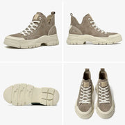 Women's Round Toe Lace Leather Sneakers | OWNLUXE