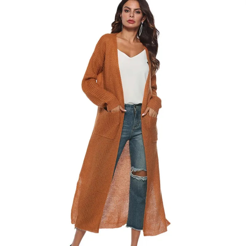 Women's Long Open-Front Cardigan – Chic & Comfortable for Spring/Autumn 🍂
