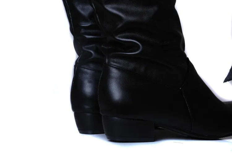 Women's Knee-High Winter Boots – Warm Flat Slip-On Comfort
