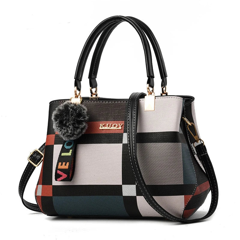 Elegant Designer Crossbody Handbag with Fur Pom-Pom | OWNLUXE