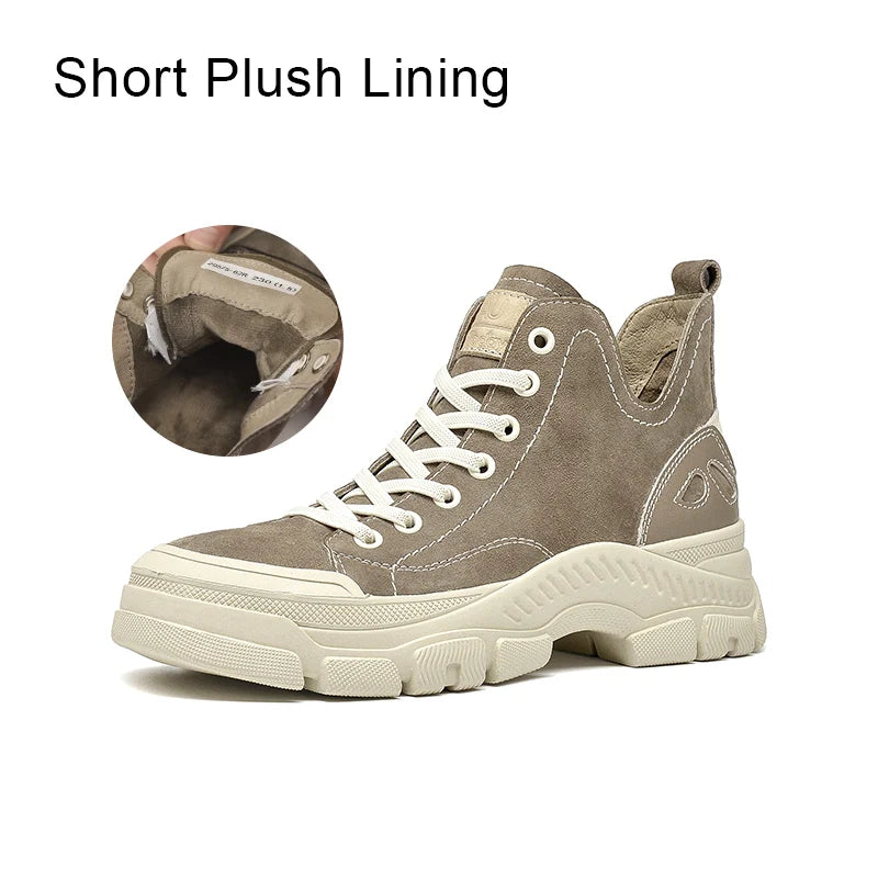 Women's Round Toe Lace Leather Sneakers | OWNLUXE