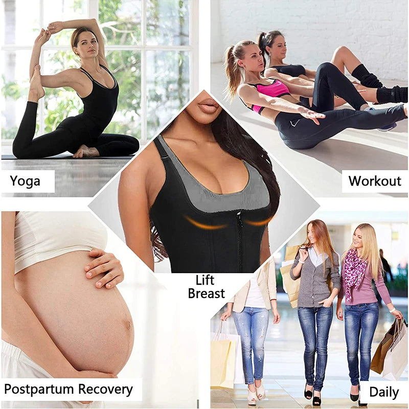 Women Waist Trainer Vest with Zipper & Sauna Effect