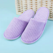 Disposable Hotel Spa Slippers – 5 Pairs Plush Cotton Slides