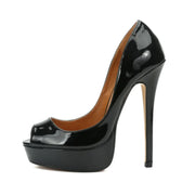 Women’s Peep Toe Platform High Heels – 16cm Stiletto Pumps