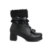 Vintage Lolita Ankle Boots – Warm Plush Lined Women's Style