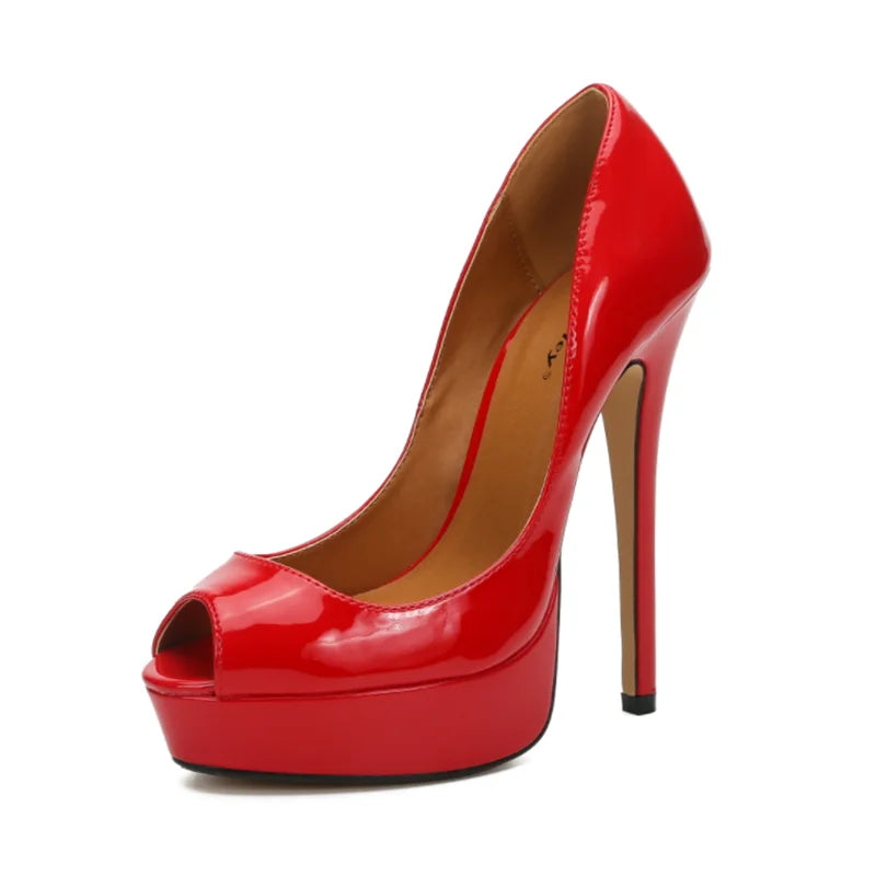 Women’s Peep Toe Platform High Heels – 16cm Stiletto Pumps