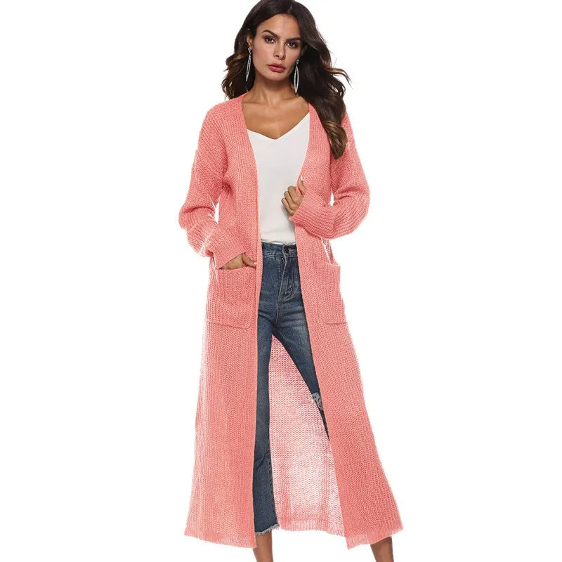 Women's Long Open-Front Cardigan – Chic & Comfortable for Spring/Autumn 🍂