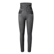 Faux Denim Leggings - High Waist Tummy Control Jeggings