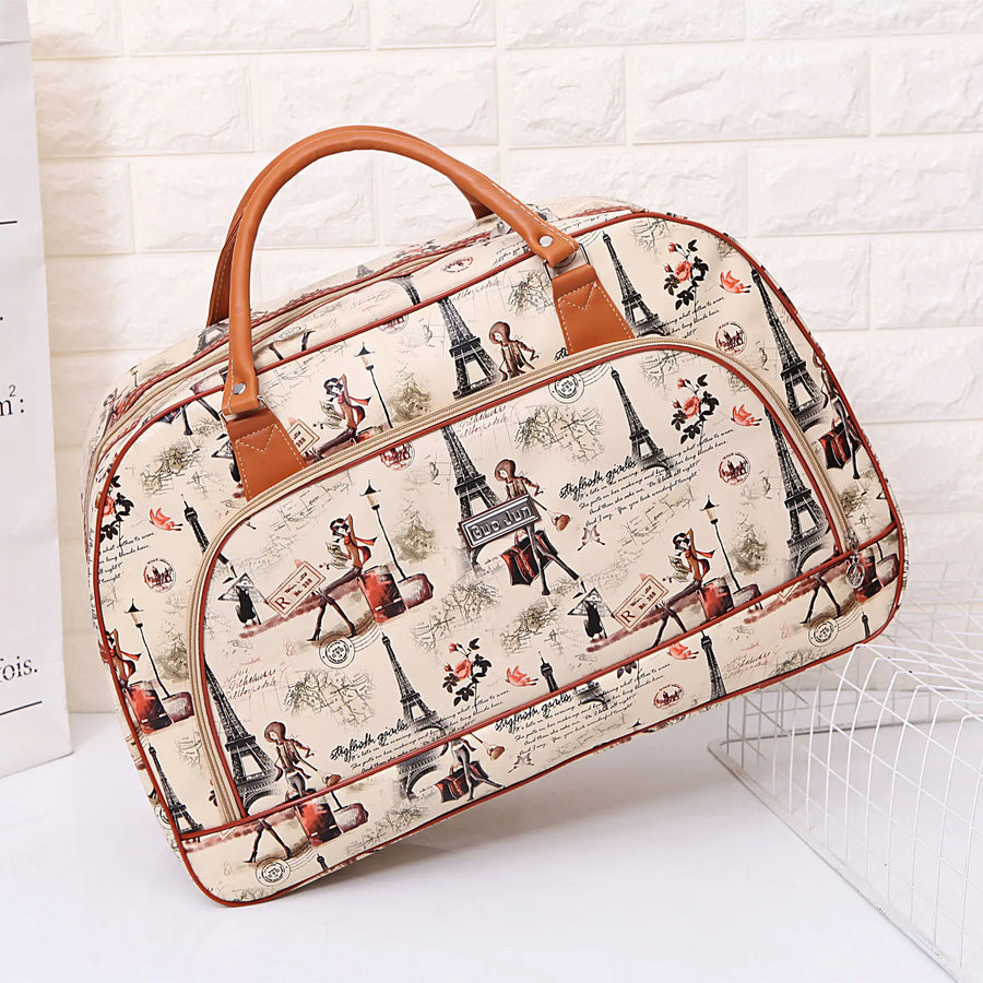 Faux Leather Large-Capacity Zip-Up Travel Bag | OWNLUXE