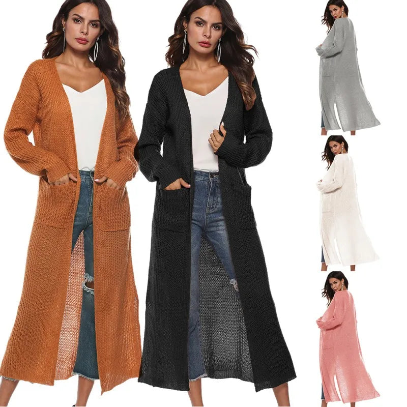 Women's Long Open-Front Cardigan – Chic & Comfortable for Spring/Autumn 🍂