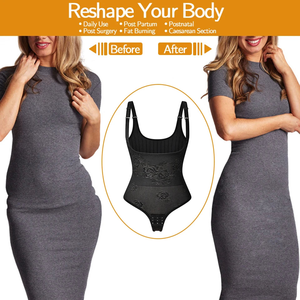 Shapewear Bodysuit - Tummy Control Thong Body Shaper for Women