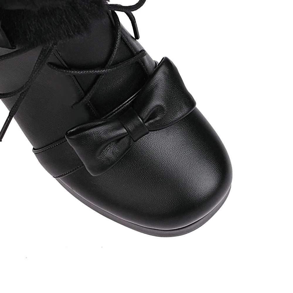Vintage Lolita Ankle Boots – Warm Plush Lined Women's Style