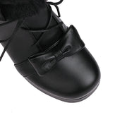 Vintage Lolita Ankle Boots – Warm Plush Lined Women's Style