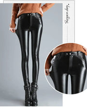 Faux Leather Leggings – High Waist Shiny Stretch