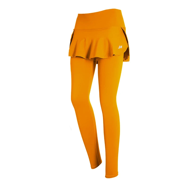 High-Waist Yoga Leggings with Skirt – Push-Up & Pockets