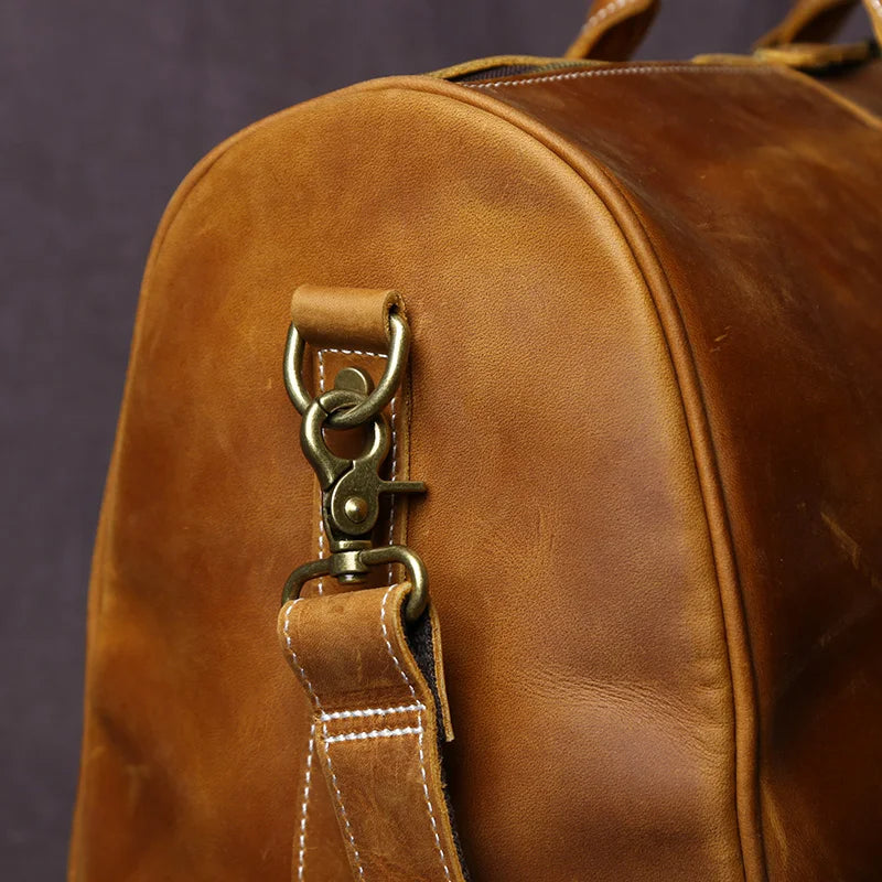 Genuine Leather Travel Duffel Bag – Cowhide Carryall