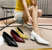 Women's Pointed Toe Pumps (Wine Chunky Heel) – Shop at OWNLUXE