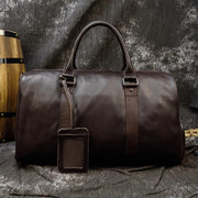 Vintage Leather Travel Duffle Bag – 100% Genuine Cowhide with Laptop Compartment