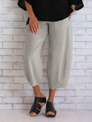 Women's Vintage Print Cargo Pants - High Waist Straight Leg Trousers