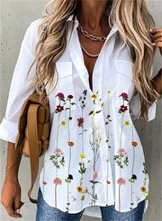 Women’s Open Front Printed Shirt– Casual All-Season Layer