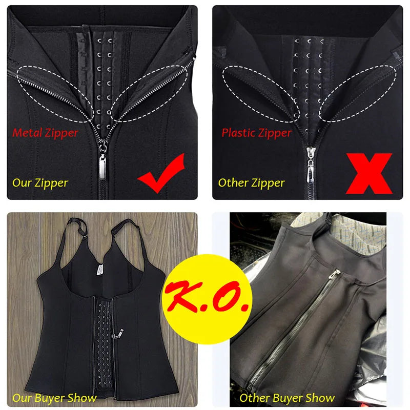 Women Waist Trainer Vest with Zipper & Sauna Effect