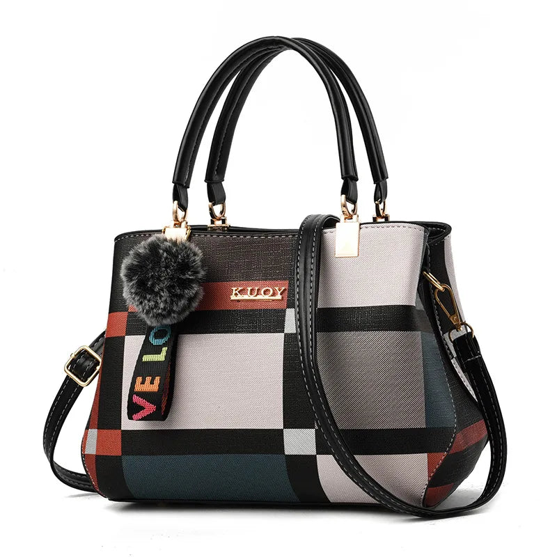 Elegant Designer Crossbody Handbag with Fur Pom-Pom | OWNLUXE