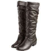 Women's Knee-High Winter Boots – Warm Flat Slip-On Comfort