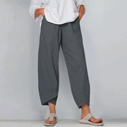 Women's Vintage Print Cargo Pants - High Waist Straight Leg Trousers
