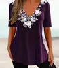 Women's T Shirt Fashion V-neck Short Sleeve Tees Female Loose Casual Pullover T Shirt