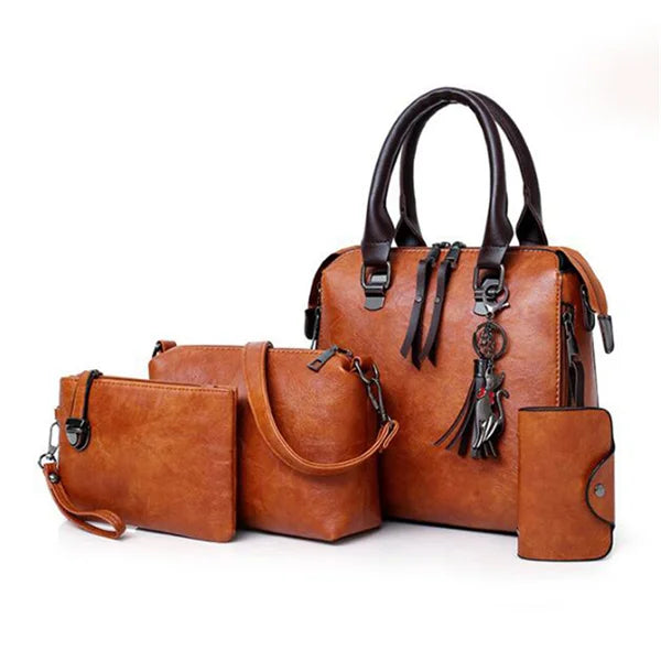 4-Piece Luxury Tassel Handbag Set - Premium Vegan Leather Shoulder Bag Collection | OWNLUXE