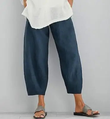 Women's Vintage Print Cargo Pants - High Waist Straight Leg Trousers