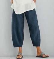 Women's Vintage Print Cargo Pants - High Waist Straight Leg Trousers
