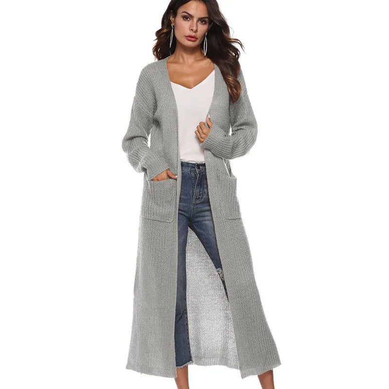Women's Long Open-Front Cardigan – Chic & Comfortable for Spring/Autumn 🍂